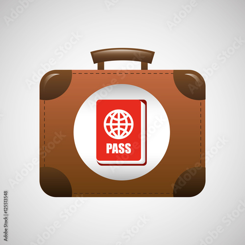 passport suitcase vintage travel symbol design vector illustration 