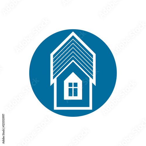 Real estate icon, vector abstract house. Property developer symb