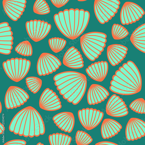 Seashells seamless vector pattern background