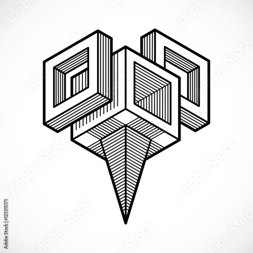 3D engineering vector, abstract shape made using cubes and geome