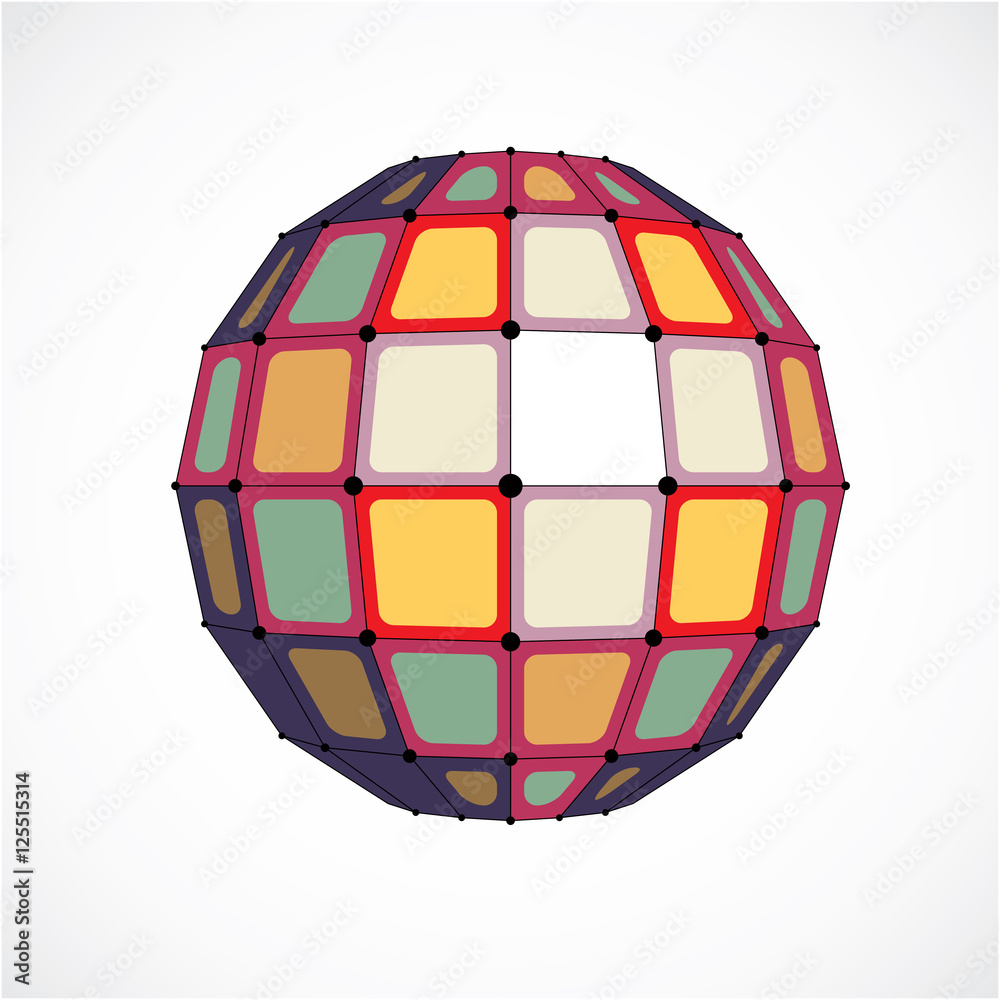 3d vector digital wireframe spherical object made using facets.
