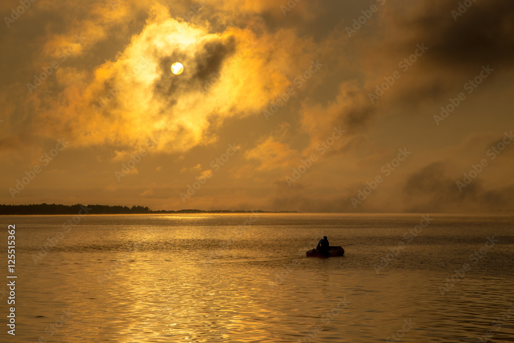 Dawn at the Kurchatov water reservoir 