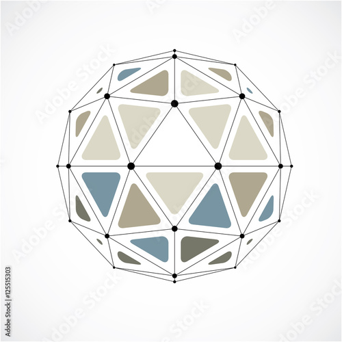 Abstract vector low poly object with black lines and dots connec