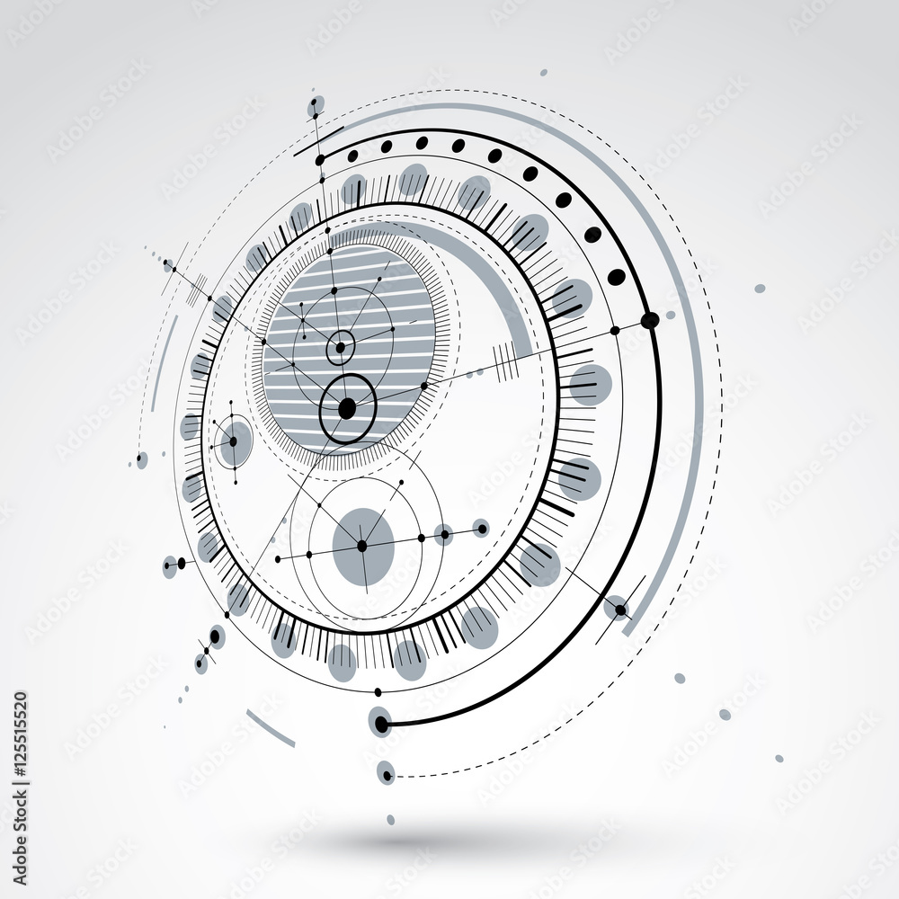Technical blueprint, black and white vector digital background w Technical blueprint, black and white vector digital background w