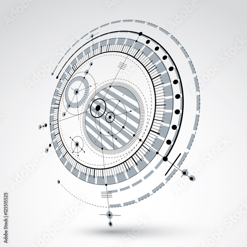 Technical blueprint  black and white vector digital background w