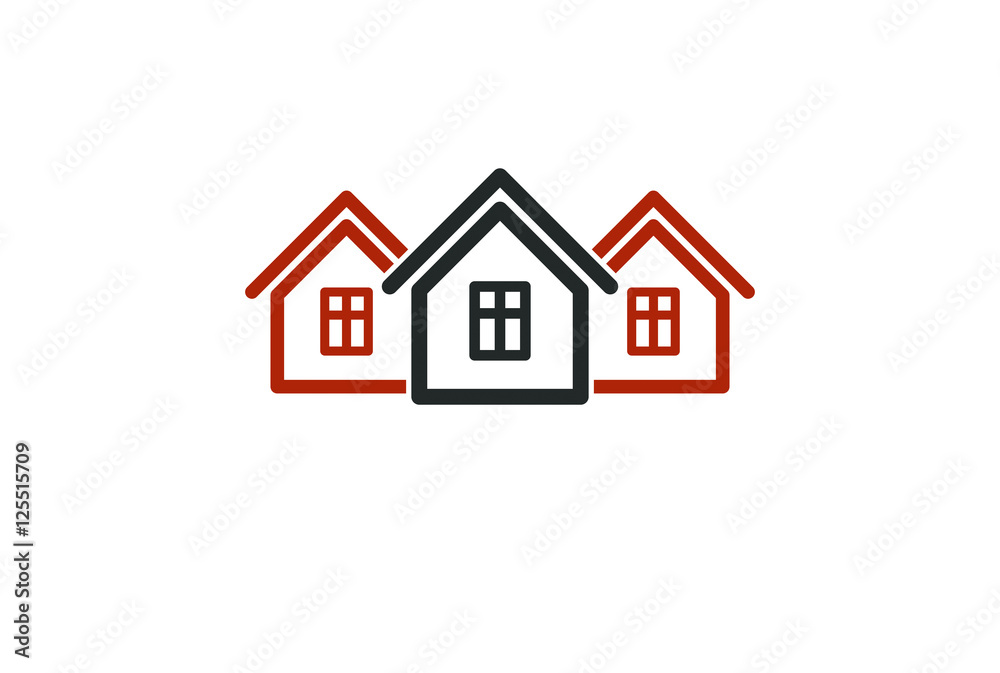 Abstract simple country houses vector illustration, homes image.