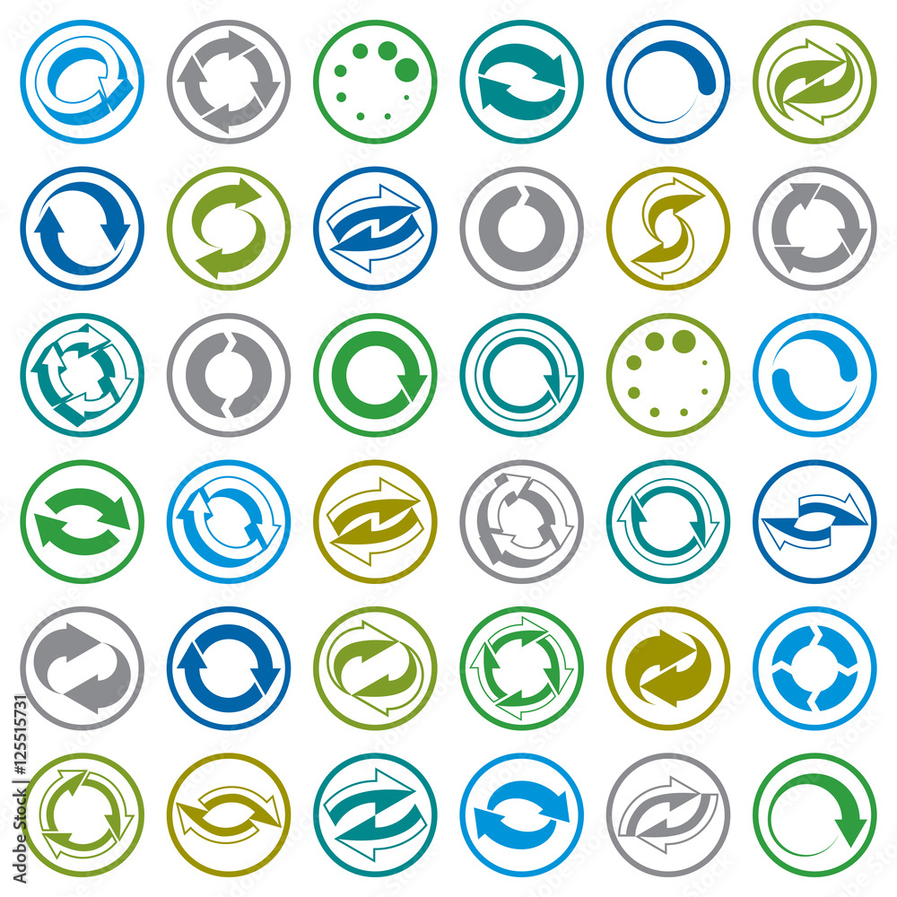Reload icons isolated on white background vector set, loop arrow Reload icons isolated on white background vector set, loop arrow