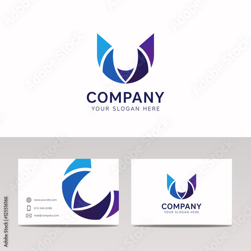Abstract U letter logo company sign vector ornamentation logotyp