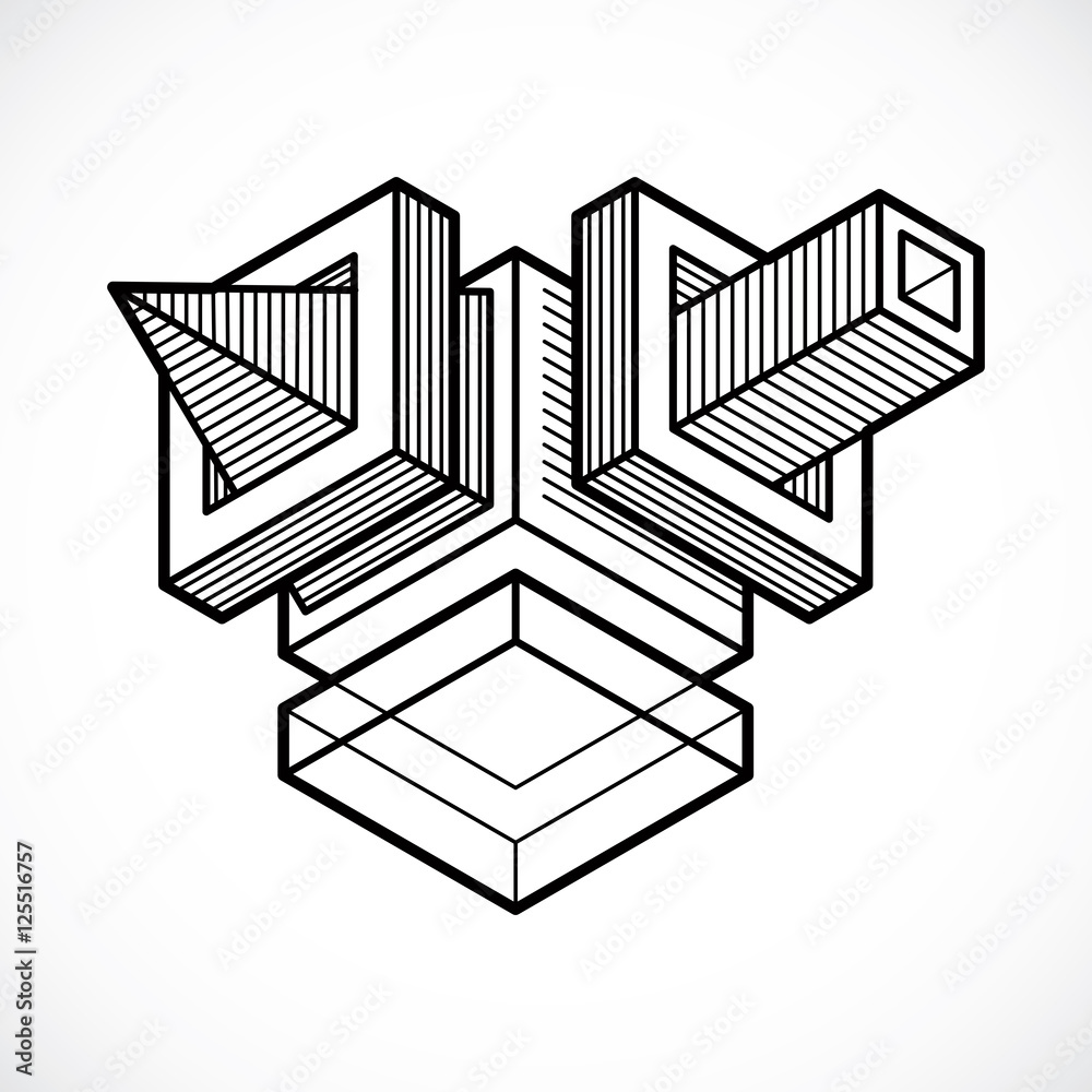 3D design, abstract vector cube shape. 3D design, abstract vector cube shape.