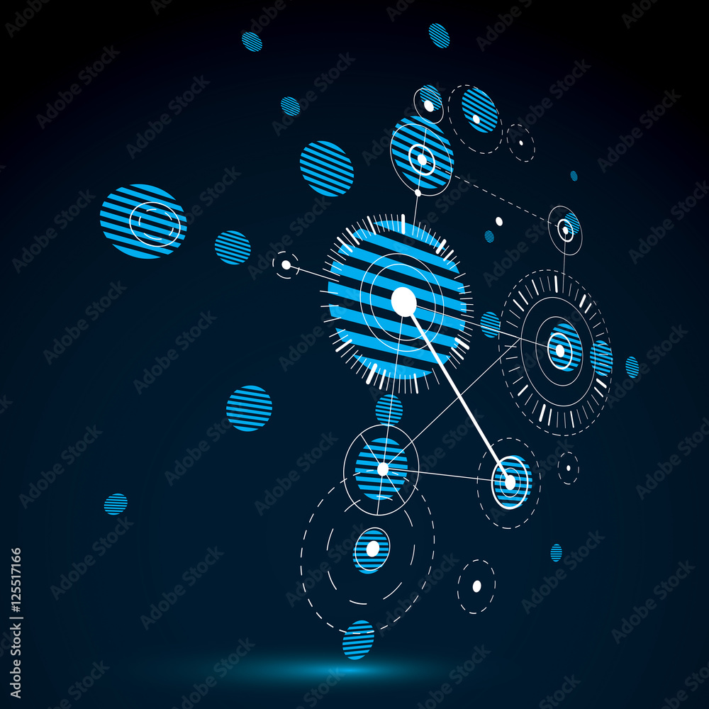 Fototapeta premium Bauhaus art dimensional composition, perspective blue modular ve