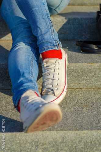 Young woman walking and resting