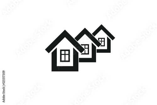 Simple cottages vector illustration, country houses, for use in