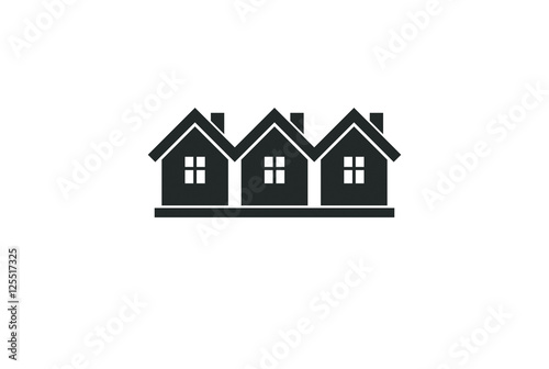Simple monochrome cottages vector illustration  black and white