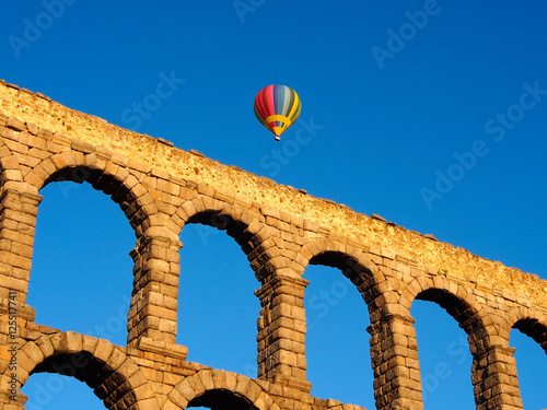 The famous ancient roman aqueduct in Segovia, Spain