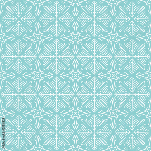 Blue christmas background with seamless pattern, vector
