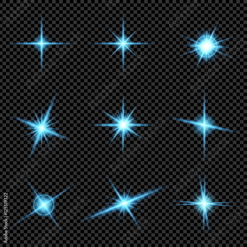 Creative concept Vector set of glow light effect stars bursts with sparkles isolated on black background. For illustration template art design, banner for Christmas celebrate, magic flash energy ray