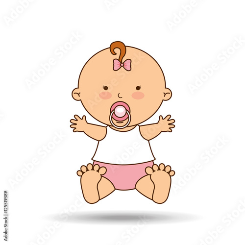 happy baby girl pacifier icon graphic vector illustration eps 10