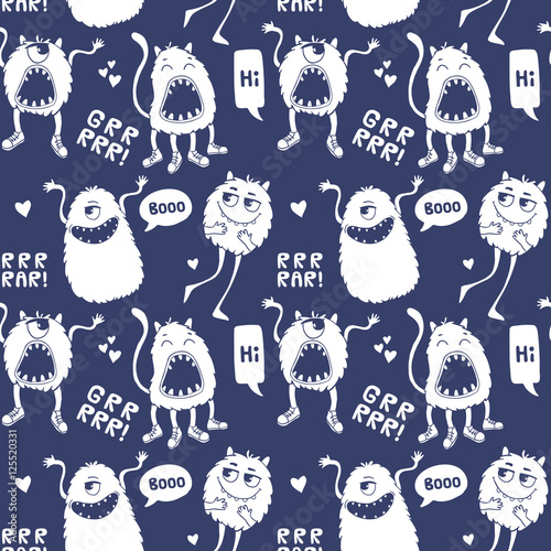 Monsters seamless pattern.