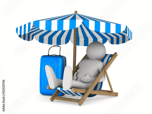 Man on deckchair and luggag...