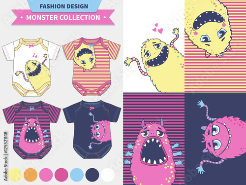 Cute monster  illustration.