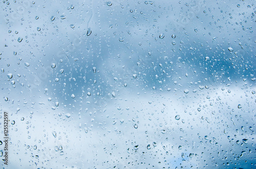Raindrops on glass closeup