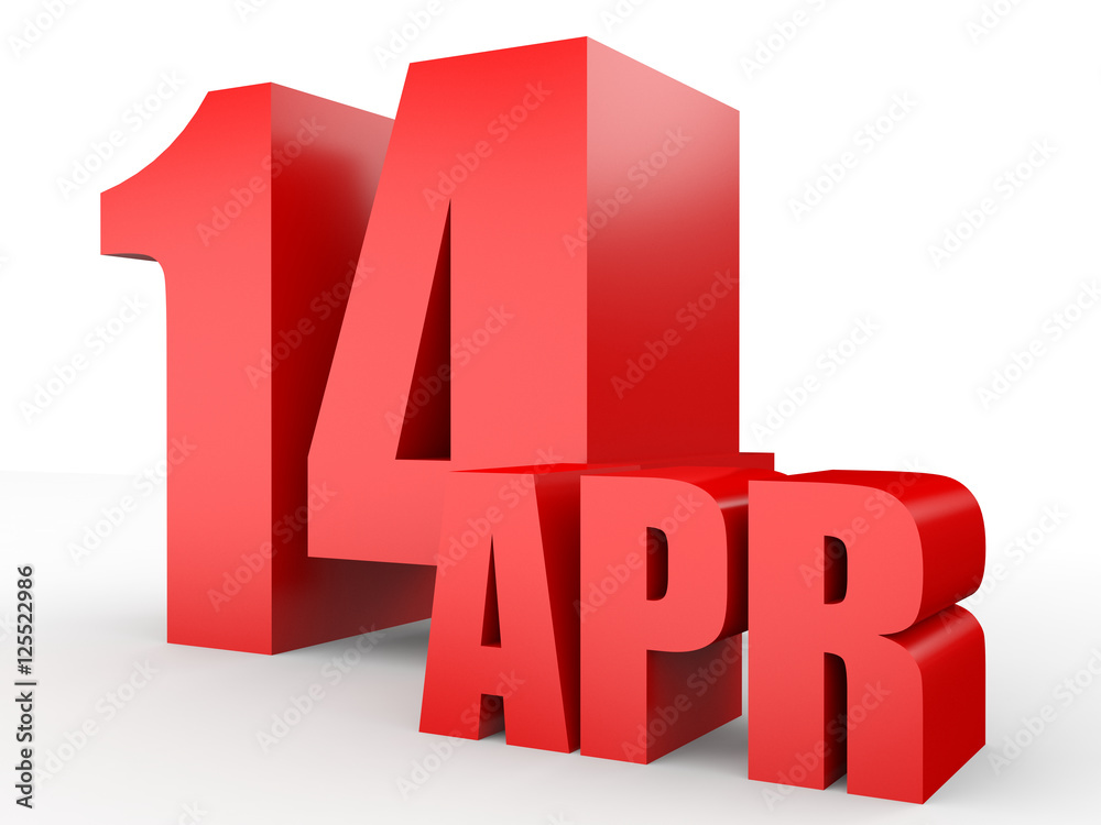 April 14. Text on white background. April 14. Text on white background.