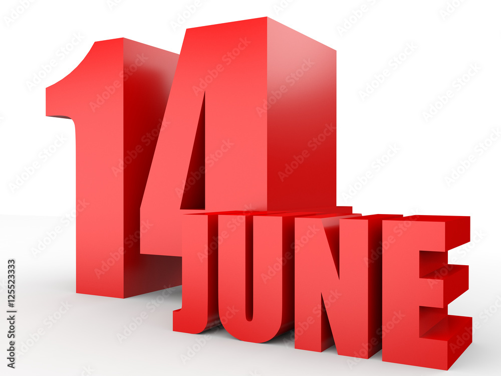 June 14. Text on white background. June 14. Text on white background.