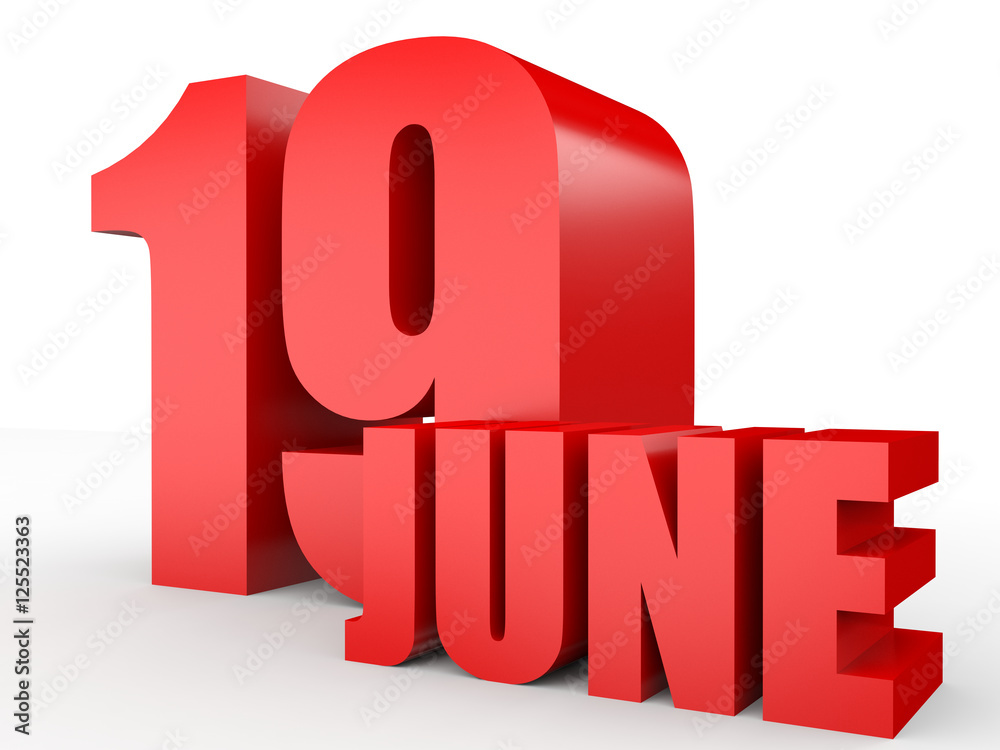 June 19. Text on white background. June 19. Text on white background.