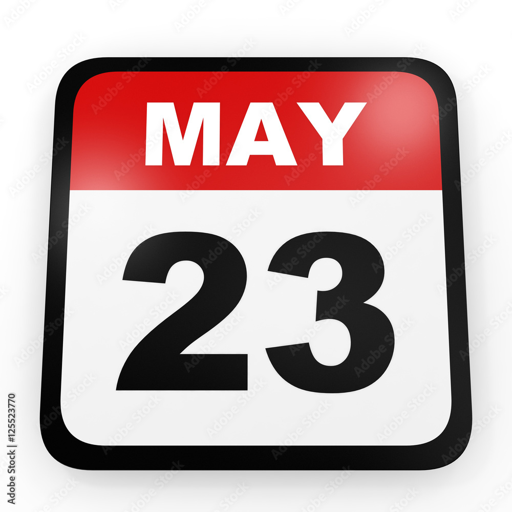 Fototapeta premium May 23. Calendar on white background.