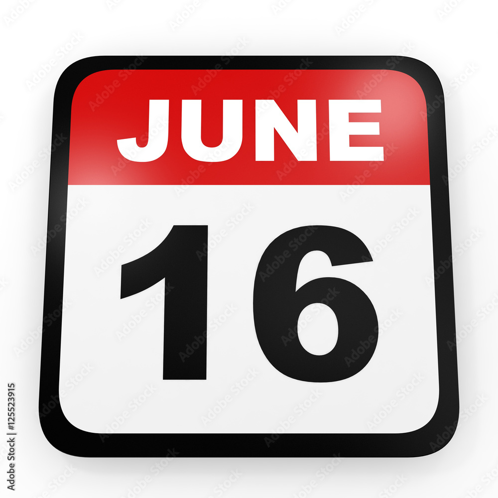 June 16. Calendar on white background. June 16. Calendar on white background.