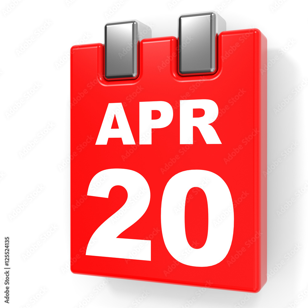 April 20. Calendar on white background. April 20. Calendar on white background.