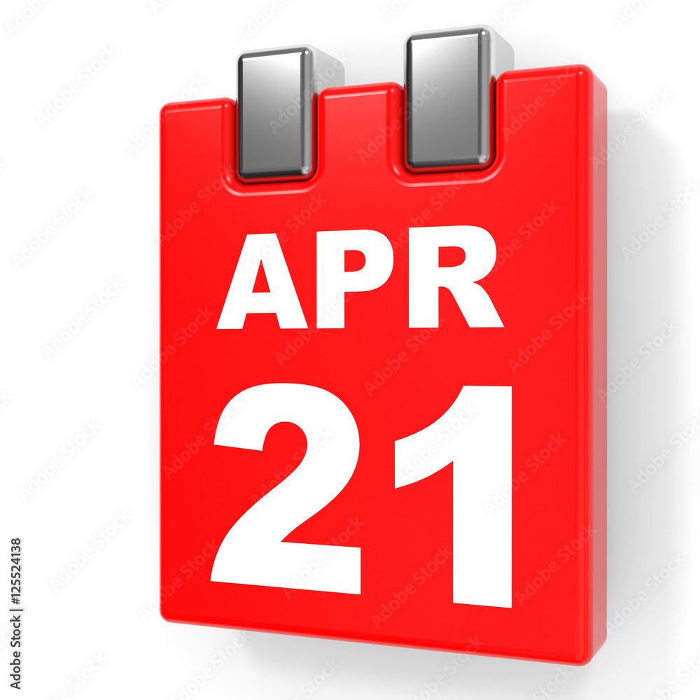 April 21. Calendar on white background. April 21. Calendar on white background.