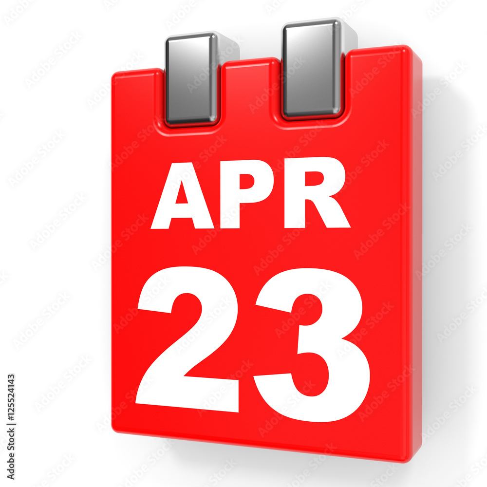 April 23. Calendar on white background. April 23. Calendar on white background.