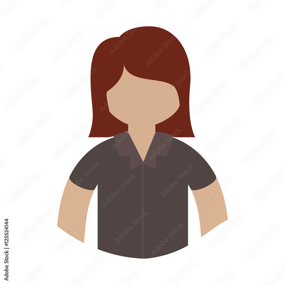 avatar female woman cartoon wearing brown shirt over white background. vector illustration avatar female woman cartoon wearing brown shirt over white background. vector illustration
