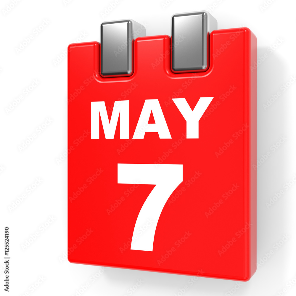 May 7. Calendar on white background. May 7. Calendar on white background.