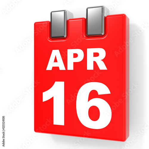 April 16. Calendar on white background.