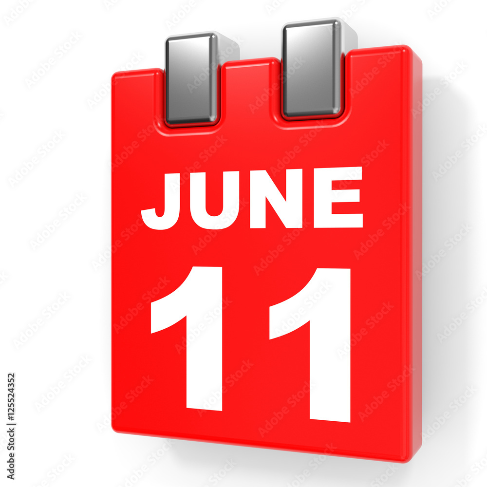 June 11. Calendar on white background. June 11. Calendar on white background.