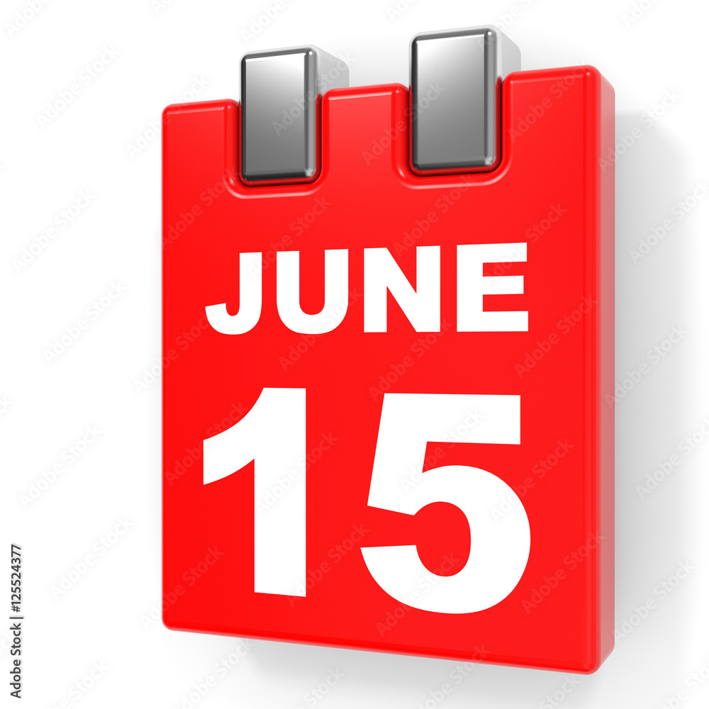 June 15. Calendar on white background. June 15. Calendar on white background.