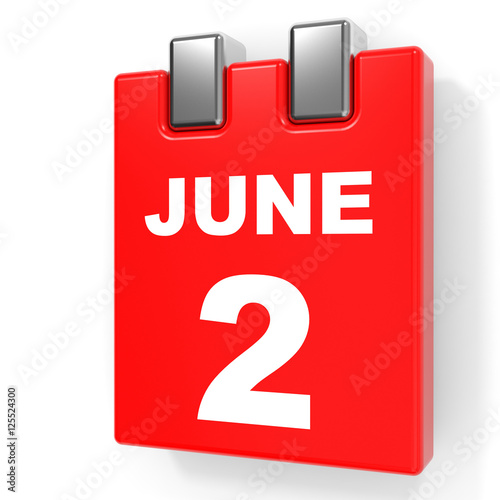 June 2. Calendar on white background.