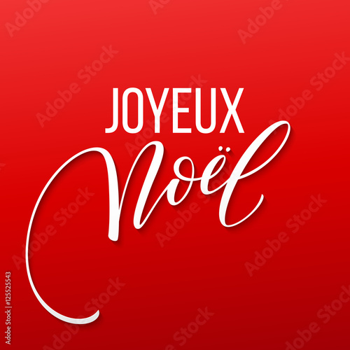 Merry Christmas card template with greetings in french language. Joyeux noel. Vector illustration