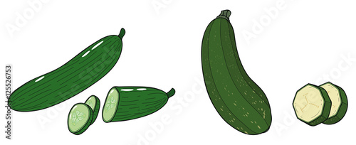 Zucchini und Schlangengurke