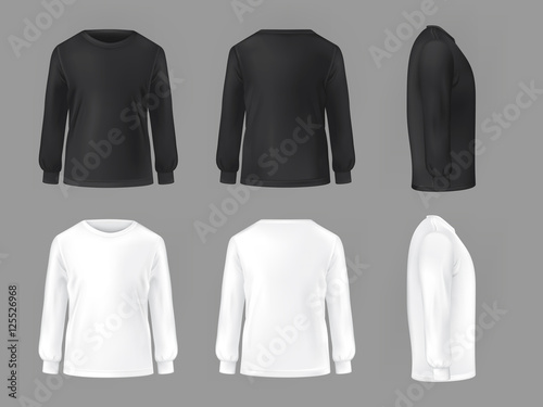 Vector set template of male T-shirts with long sleeve