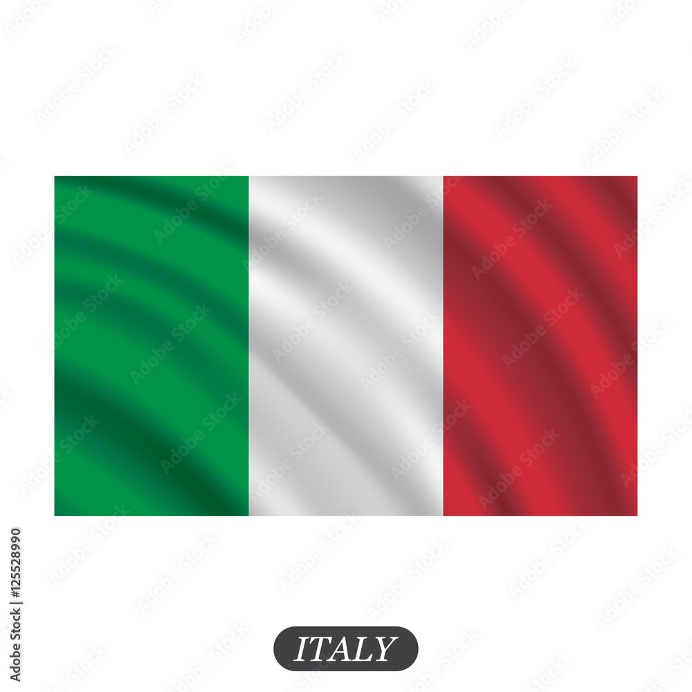 Waving Italy flag on a white background. Vector illustration