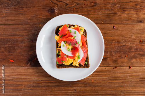 Smorrebrod - danish open sandwich with fish, herring