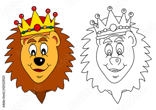 King of beasts crown - lion as a coloring book for young children - vector svg