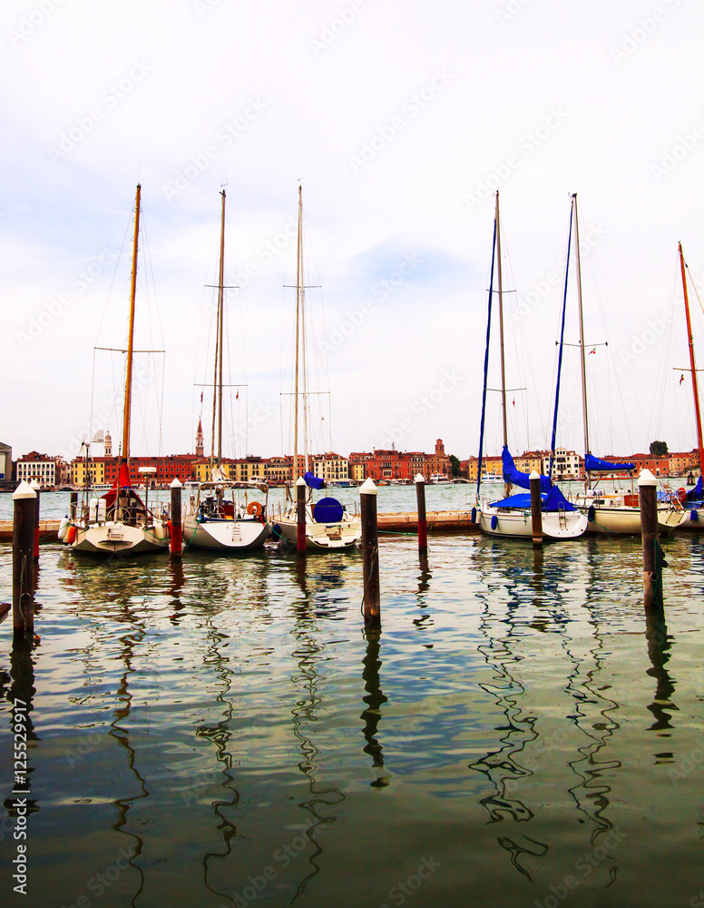 Yachts on a mooring in Venice