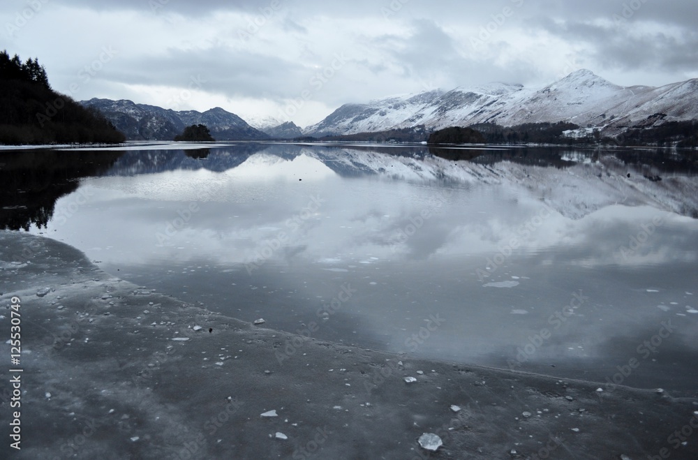 Ice and melting water in Lakeland scene England Ice and melting water in Lakeland scene England