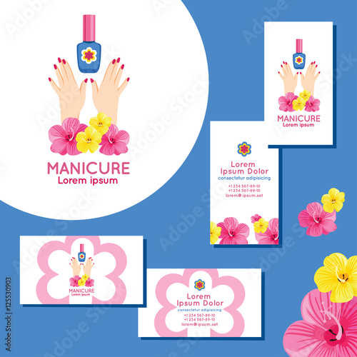 Manicure logo. Set of business cards for manicure.