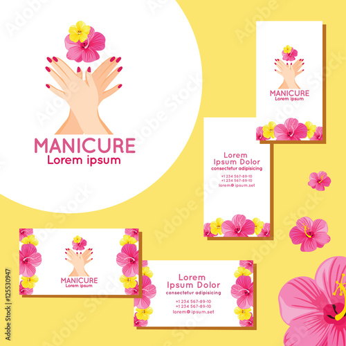 Manicure logo. Set of business cards for manicure.