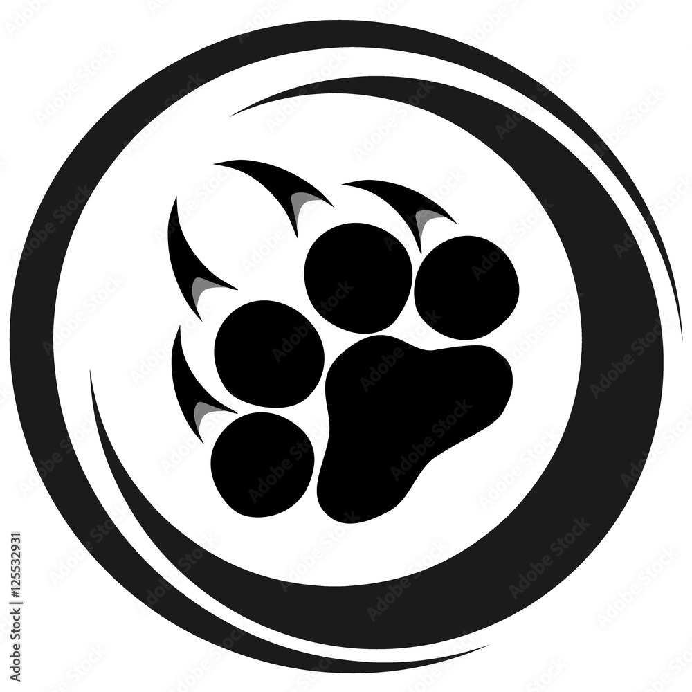 Naklejka premium Footprints of a big cat. Panther or tiger traces. Vector